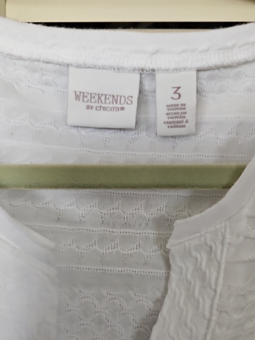 Chico's White Textured Split-Neck Tunic - Picture 2 of 6